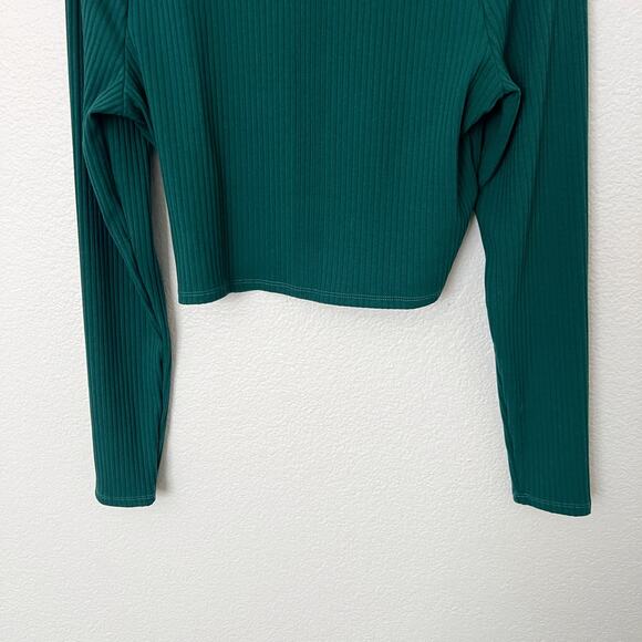[Bar III] Forest Green Rib Knit Bodycon Scoop Neck Long Sleeve Shirt NWT Size XL - Picture 6 of 9